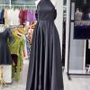 ماکسی ساتن یقه طوق دار پشت پاپیون - Image 2