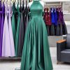 ماکسی ساتن یقه طوق دار پشت پاپیون - Image 4