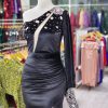 ماکسی مخمل یقه رومی تک آستین سینه تور - Image 3