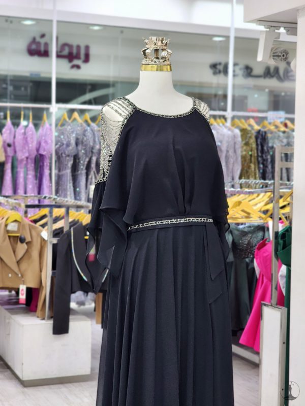 ماکسی کرپ حریر سرشانه ریسه سنگدوزی - Image 7
