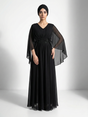 ماکسی کرپ حریر شنلی کمر شنی