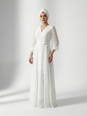 ماکسی کرپ حریر چپ و راستی بغل گل