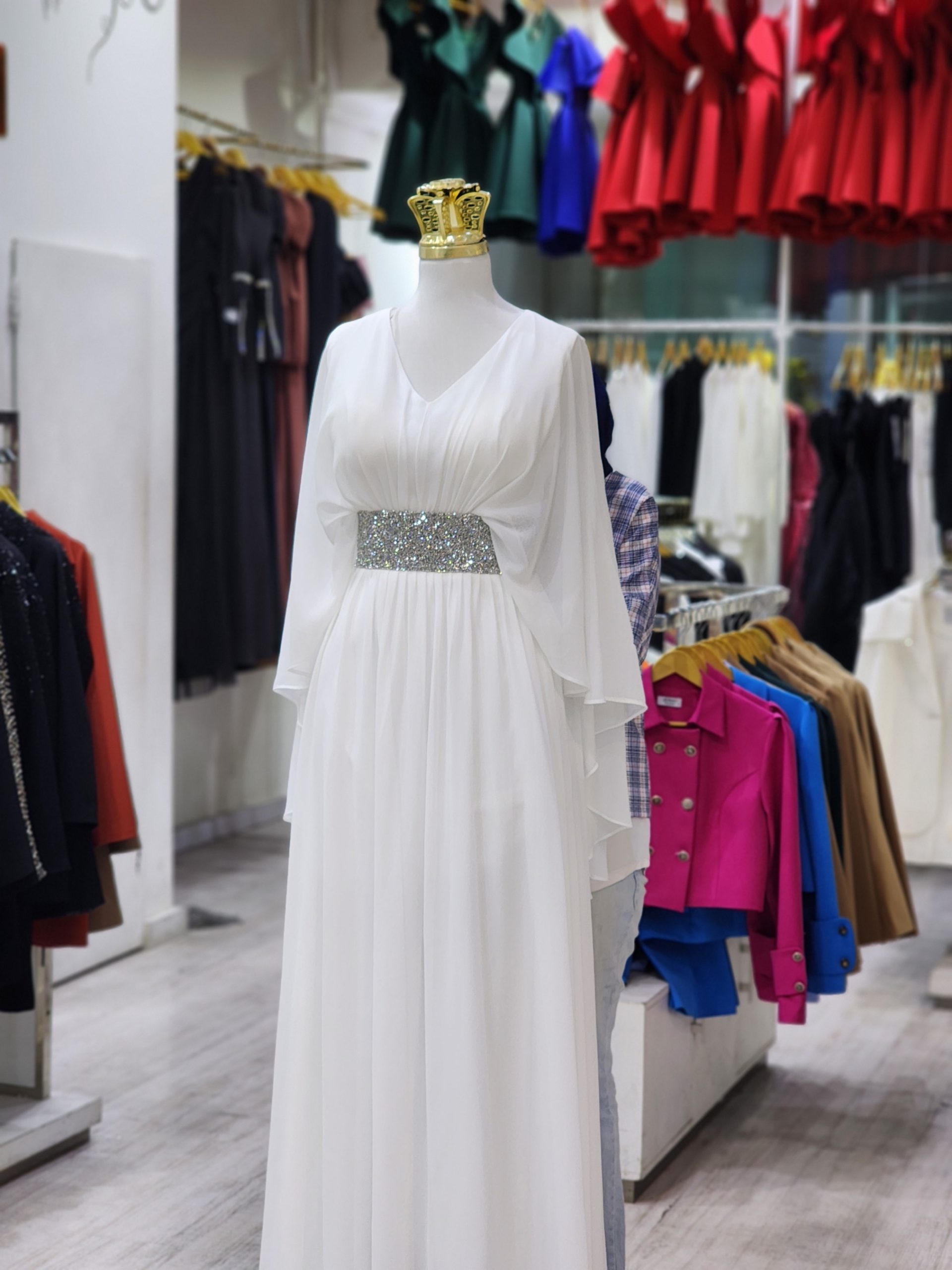 ماکسی کرپ حریر شنلی کمر شنی - Image 3