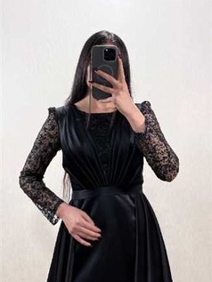ماکسی ساتن آستین دار دو دامنه