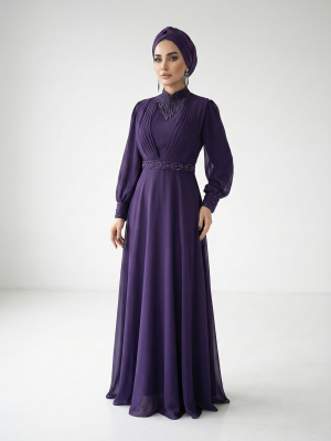 ماکسی کرپ حریر سنگدوزی آستین چاک