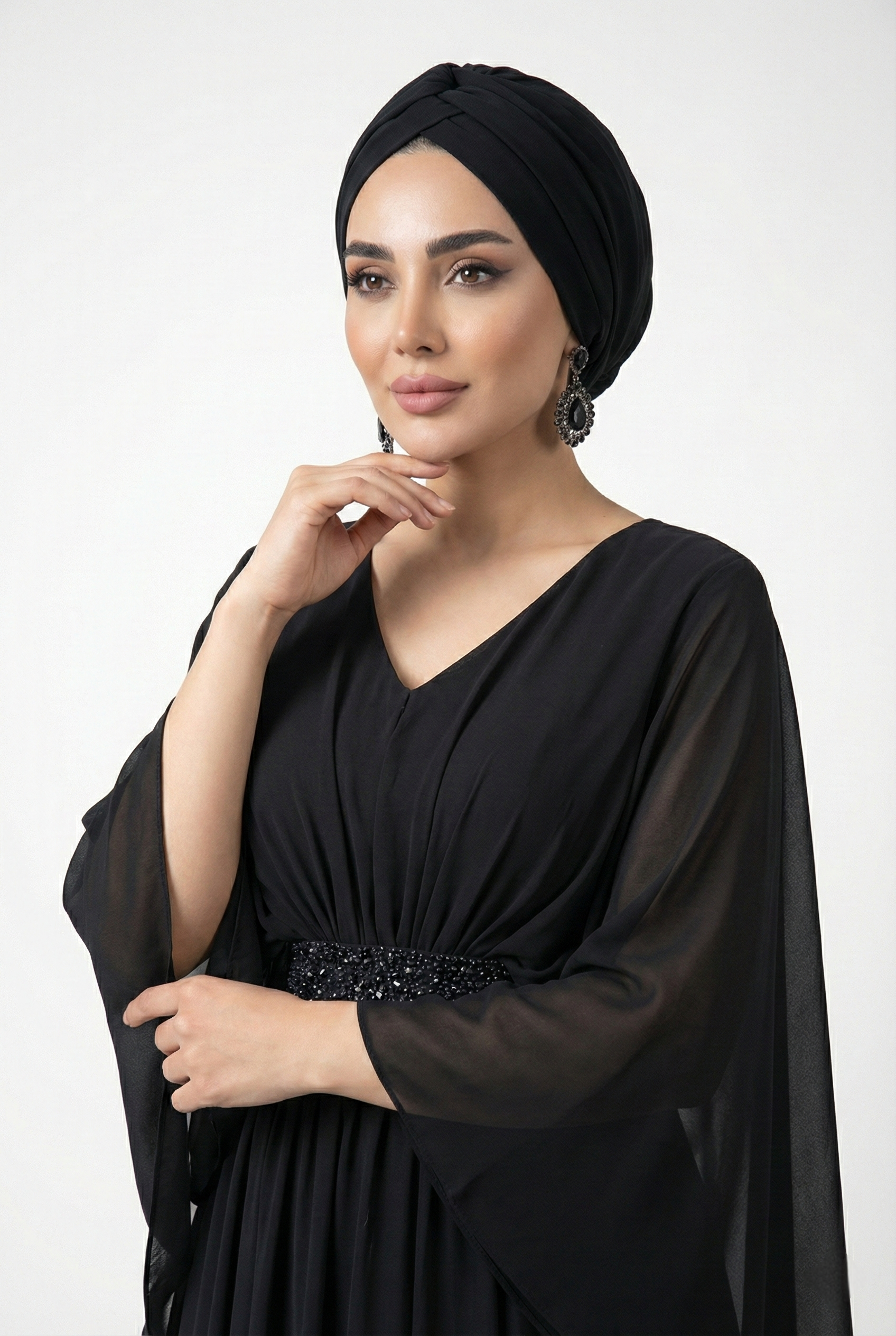 ماکسی کرپ حریر شنلی کمر شنی - Image 10
