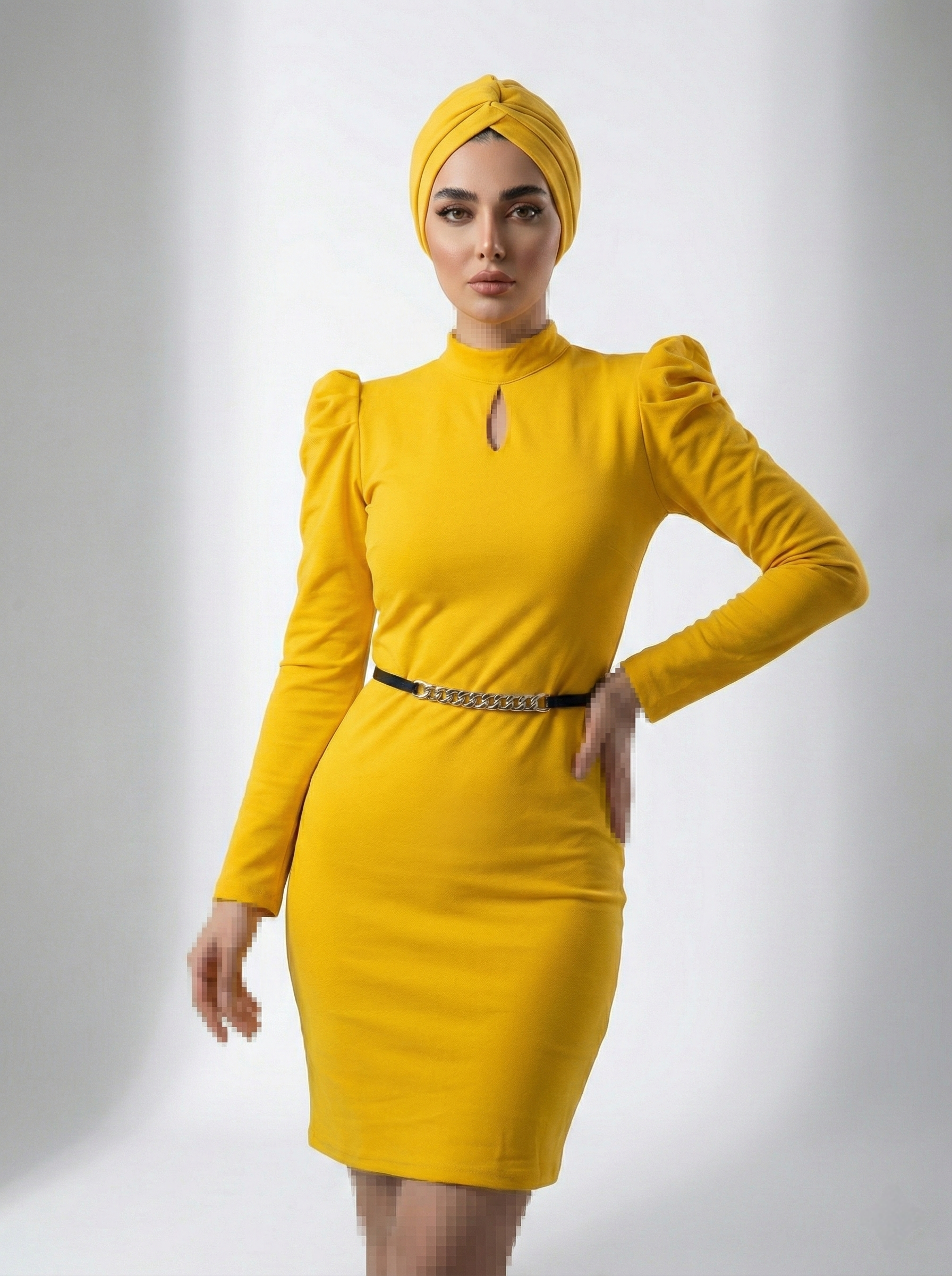 کوتاه پوشیده یقه اشکی کمر کارتیر
