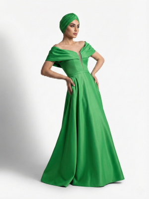 ماکسی ساتن کلوش یقه پاپیون ژپون دار