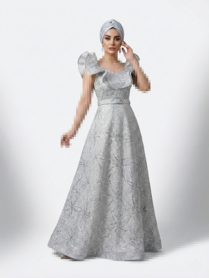 ماکسی کارشده طرح ژاکارد یقه حلزونی 0646